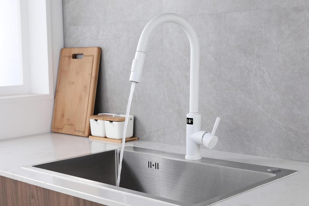 New Release Temperature Display Industry Touch Sensor Mixer Easy Sensor Touch Multifunctional Kitchen Mixer Temporary Water Hot and Cold Mixer Nickel