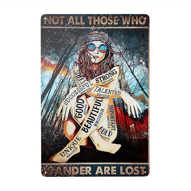 Inspirierende Sprüche auf Blechschildern, Retro-Wandkunst, Sei gut zu dir selbst, Vintage-Hippie-Mädchen, Poster für Zuhause, Garten