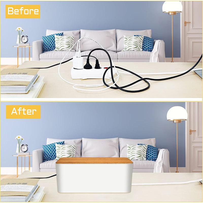 Cord Organizer Box to Hide Surge Protector on Desk or Floor Charger Socket Network Line Storage Bin