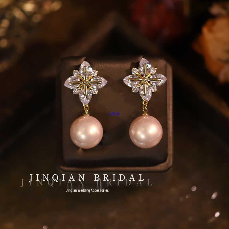 Trendy Light Luxury Zircon Bridal Earrings with 925 Silver Needle