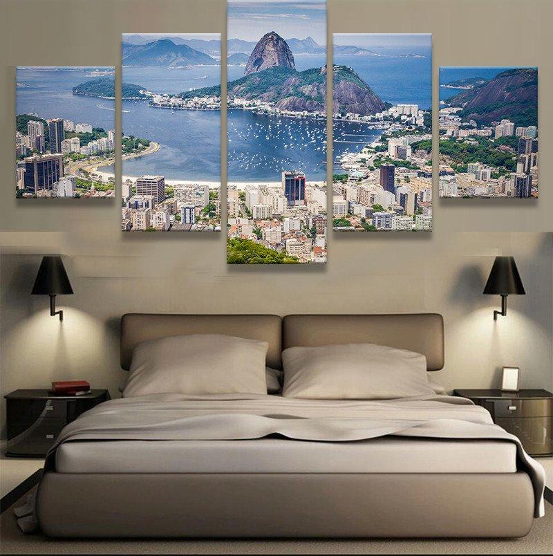 

Wall Art Canvas Painting Pictures Printed Poster Brazil Rio De Janeiro 5 Panel Home Decor For Living Room Modern 20X35 20X45 20X55CM