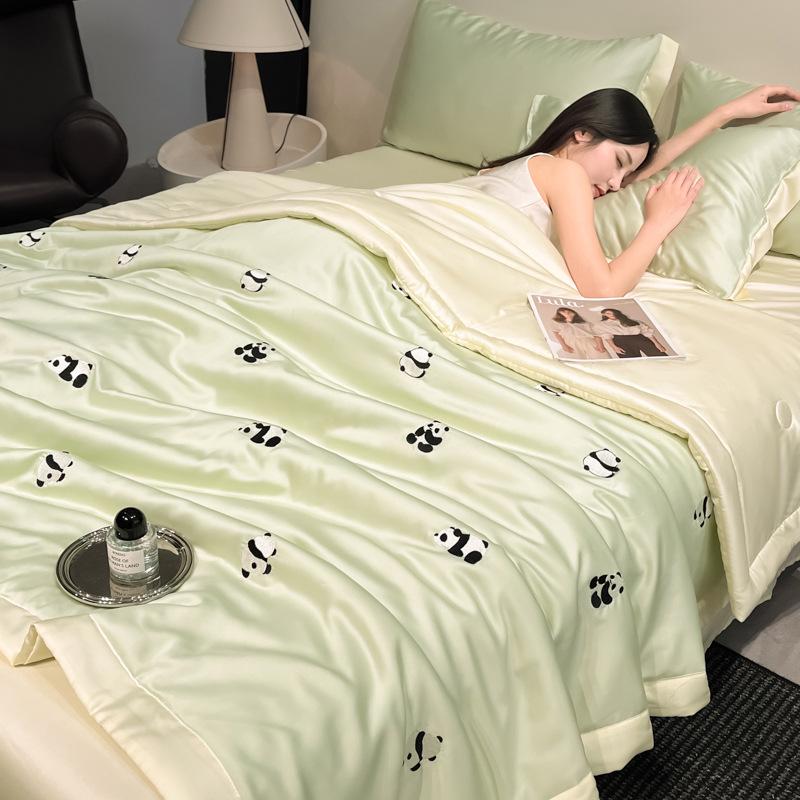 Silky Summer Ice Silk Quilt Set: Lightweight, Washable, and Embroidered