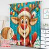 2pcs 2D flat printing Happy Christmas Scene Curtains Christmas Reindeer Cartoon Holiday Joy Digital Printed Polyester Drapes