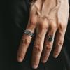 Men's Versatile Retro Thai Silver Ring with Embossed Rose Floral Pattern