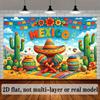 Un banner piatto 2D con uno sfondo per festa a tema messicano e le parole colorate "MEXICO" al centro