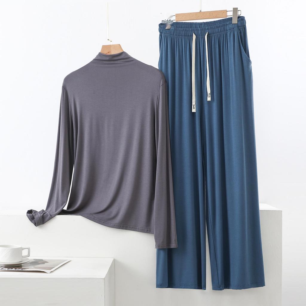 Damen Hochhals Langarm Pyjama-Set mit Schulterschutz - Weich, Glatt, Große Größen Sommer Nachtwäsche