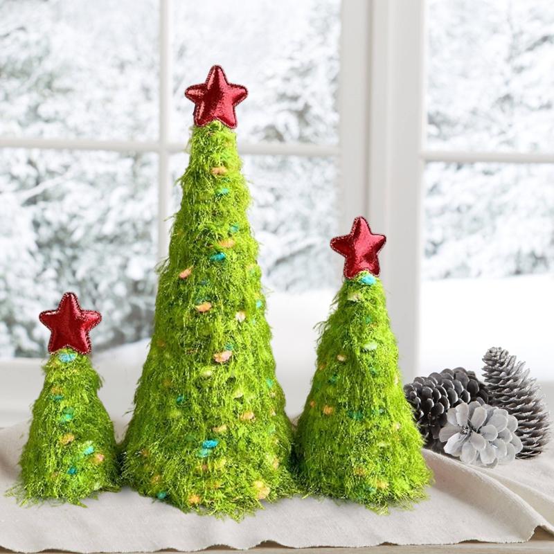 Christmas Christmas Desktop Ornaments Christmas Gifts Colorful Dot Design Cute Plush Christmas Tree Exquisite 3PCS/Set