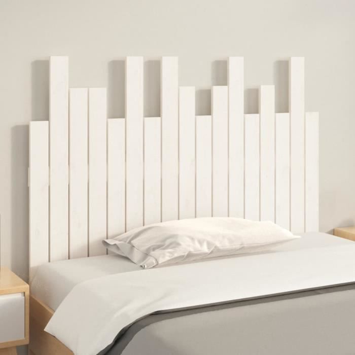 824774 vidaXL Wall-mounted Headboard White 108x3x80 Cm Solid Pine Wood
