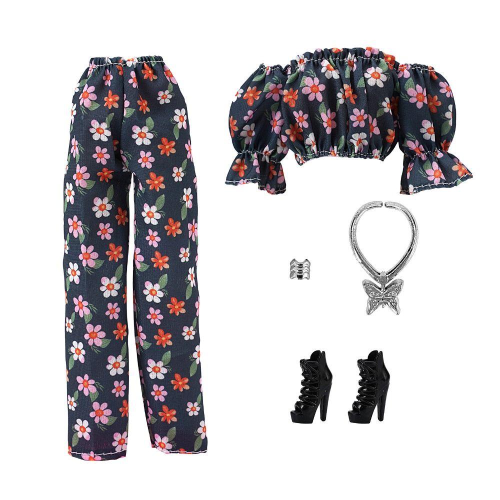 Casual Wear Girl Party Clothes Handmade Floral Shirt Fashion Doll Pants for 30cm Dolls