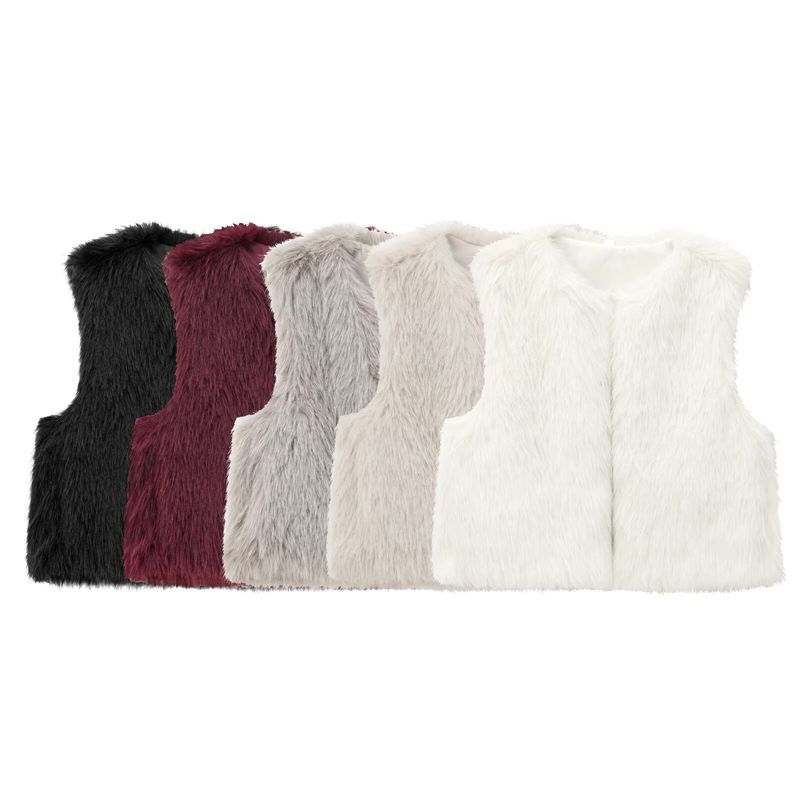 Zbzr Autumn New Women Clothes Western Style Versitile Fashion Sleeveless Faux Fur Short Vest 1255799