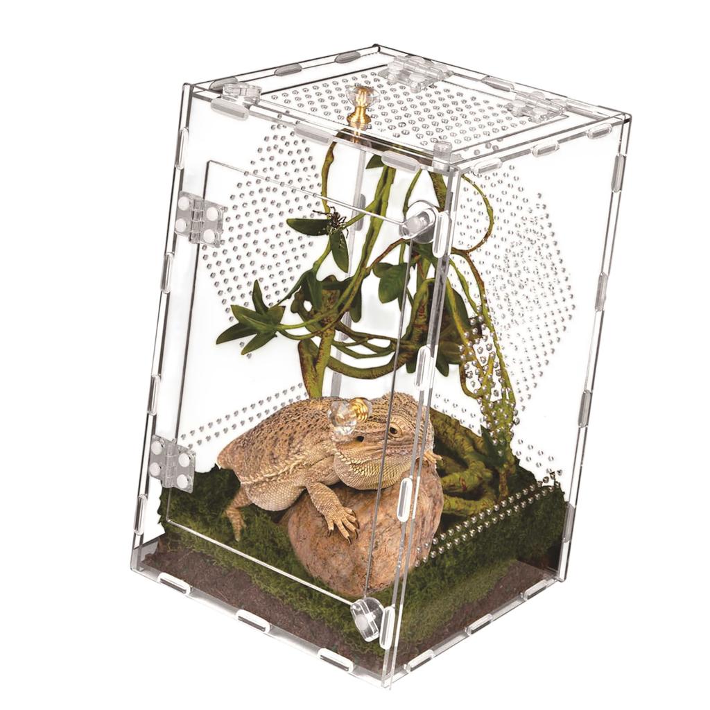Kunststoff Echsen Terrarium Beobachtungsfenster Atmungsaktives Design Stapelbares Gehege mit Rad