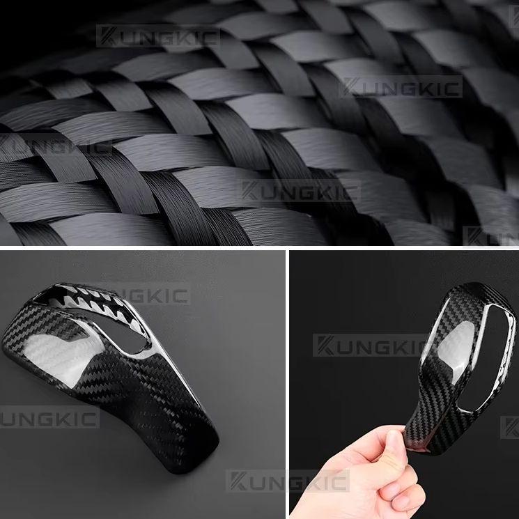 For Dodge Charger 2024-2027 LHD Real Hard Dry Carbon Fiber Gear Shift Knob Cover Trim Sticker Anti-Scratch Wear-Resistant Decor