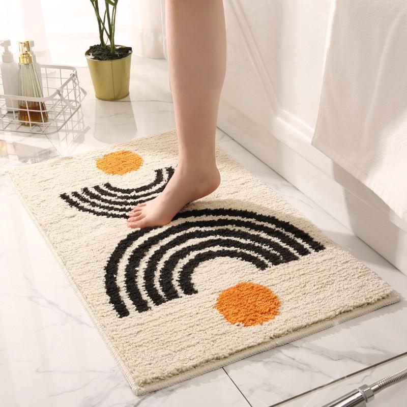 Modern Minimalist Cashmere Skin-friendly Floor Mat, Comfortable and Soft Non-slip Bathroom Floor Mat for Shower Rooms