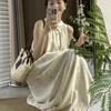 New Chinese style sleeveless neck floral dress fairy thin temperament design sense gentle long skirt summer