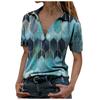 Fashion Women's Summer Printed Short Sleeve Lapel Collar T-Shirt Casual Tee Tops