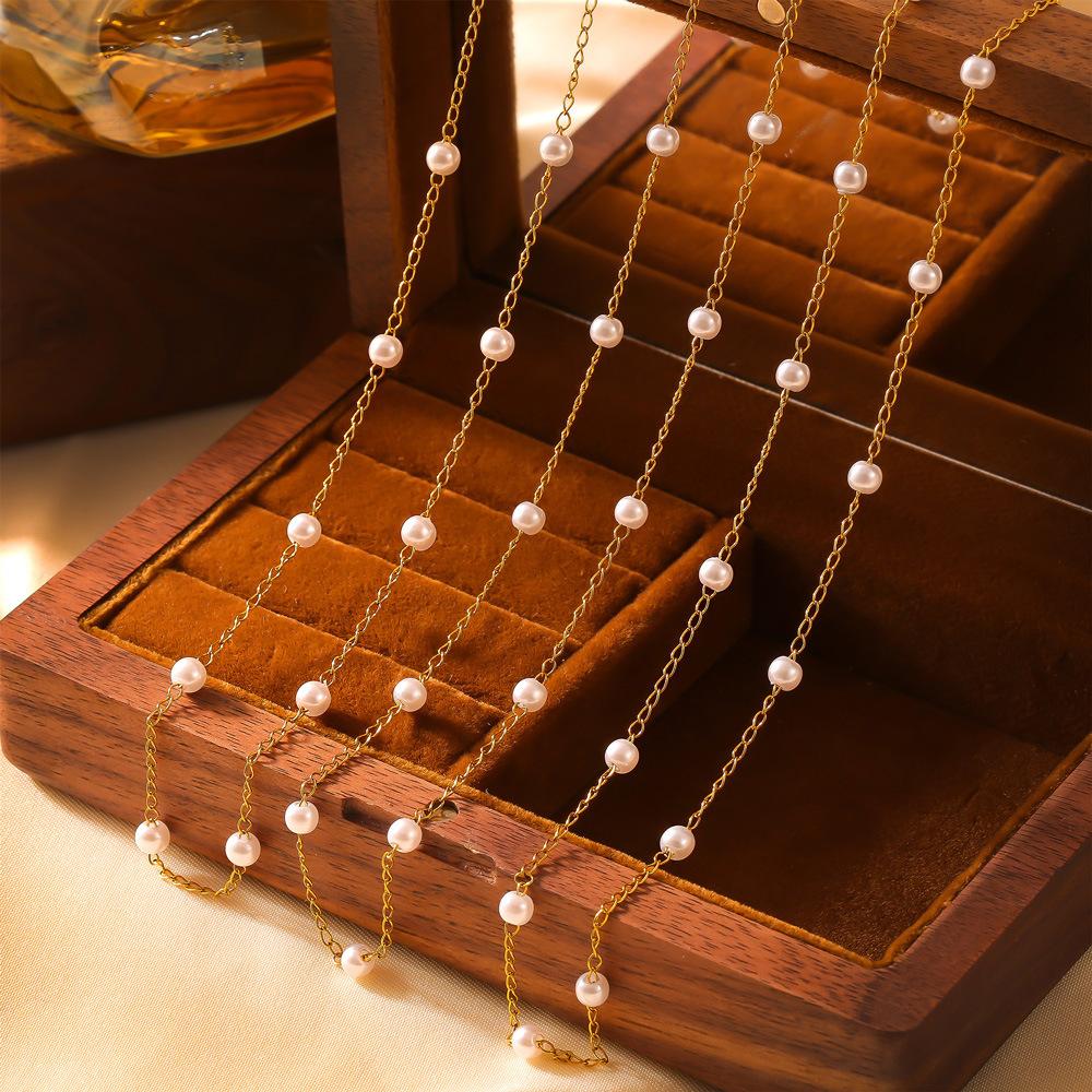 Elegant Temperament Bead Necklace Women'S Spring And Summer Round Titanium Steel O-Chain Non-Fading Jewelry