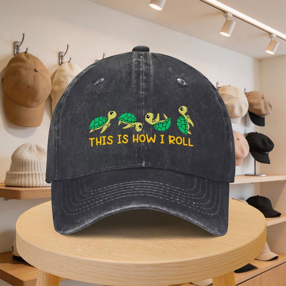 MenS Baseball Cap with Rotating Turtle Graphic Stylish Casual Hat Adjustable Spring And Autumn Travel Beach Vacation Duck