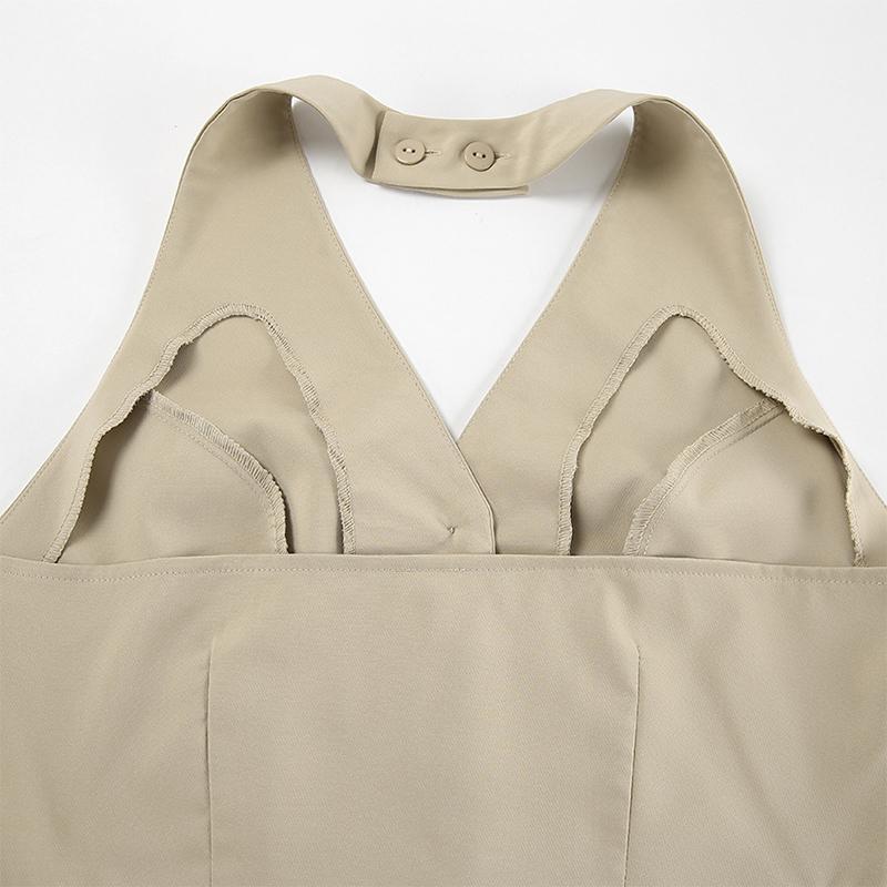 Conjuntos Elegantes para Mujer 2 Piezas Verano Nuevo en Conjuntos a Juego Estilo Commuter Sin Mangas Cuello en V Cuello Colgante Pantalones Cortos de Dos Piezas