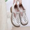 Fashion GKTINOO Genuine Leather Closed Toe Sandals 2025 Summer Hollow Thick Heels Mary Janes Hook &Loop Women's Shoes Large Size