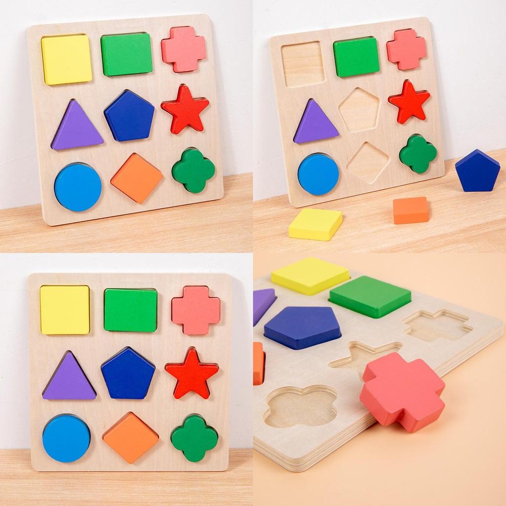 Wooden Recognition Shape Puzzle Toddlers Educational Interactive Children Toy
