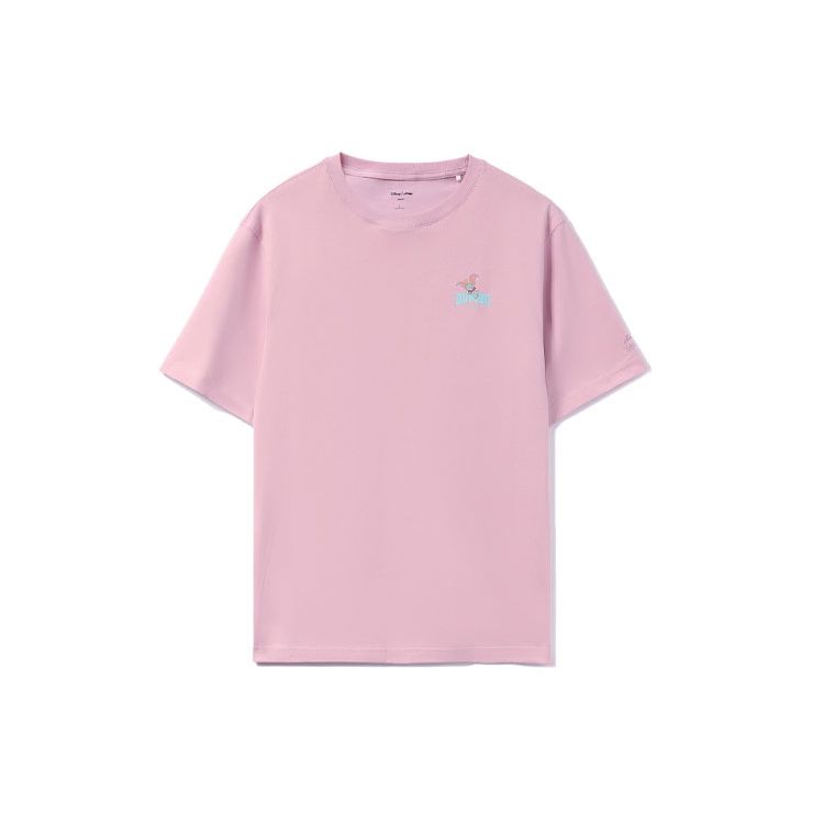 Li Ning X Disney Dumbo Series Cartoon Print Sports Crew Neck Short Sleeve T-Shirt Unisex Tops Pink AHSRB60-2