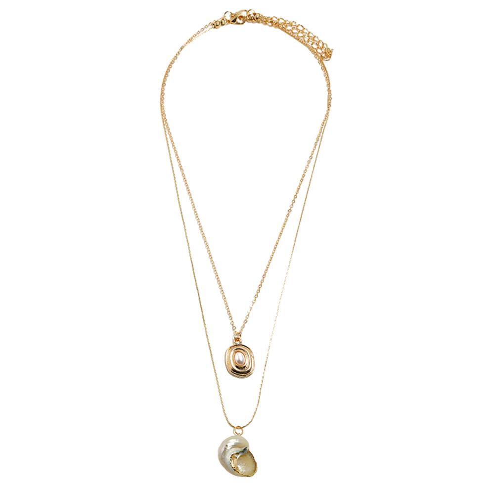 Women Delicate Summer Bohemian Shell Pendant Necklace Multi Layer Necklace Jewelry