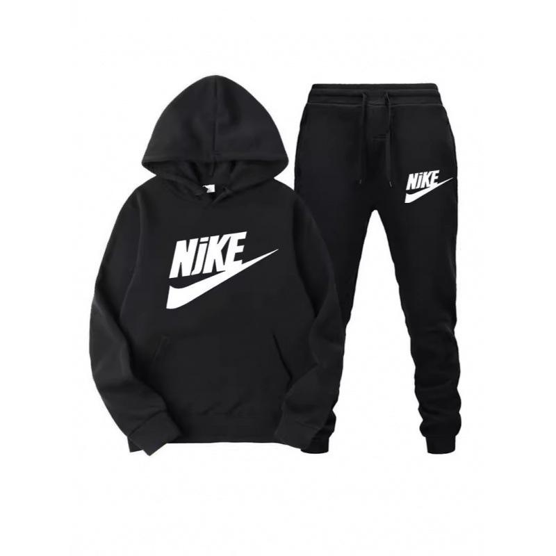 Modny zestaw unisex z nadrukiem: bluza z kapturem i spodnie dresowe