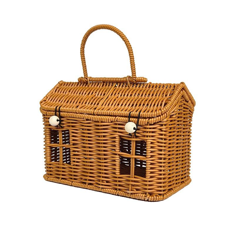 Portable Storage Basket With Handle Home Kitchen Snacks Fruits Organizer Lightweight PP Utility Bin