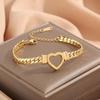 Luxury Hollow Heart Gold Color Stainless Steel Pendant Necklaces for Women Personality Wedding Bride Collar Jewelry Colorfast