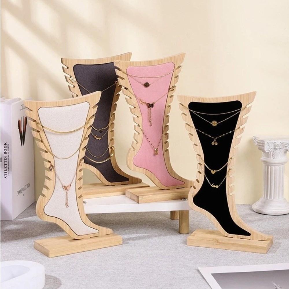 Creative Foot Shaped Anklet Display Stands Desktop Jewelry Display Wooden Holder Detachable Jewelry Hanging Stand