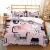 Cute Cat Comfortable Duvet Quilt Cover Pillowcase Bedding Set Children Bedroom Decoration Home Textile
