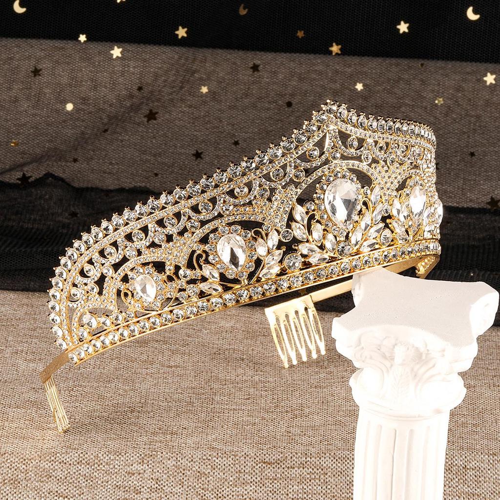 Gold Princess Wedding & Party Crown Headdress Hair Accessory
