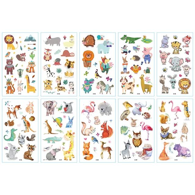 New 10Sheets/lot Children Cute Cartoon Unicorn Temporary Tattoo Stickers Baby Shower Kids Body Makeup Sticker Tattoos Mermaid Pa