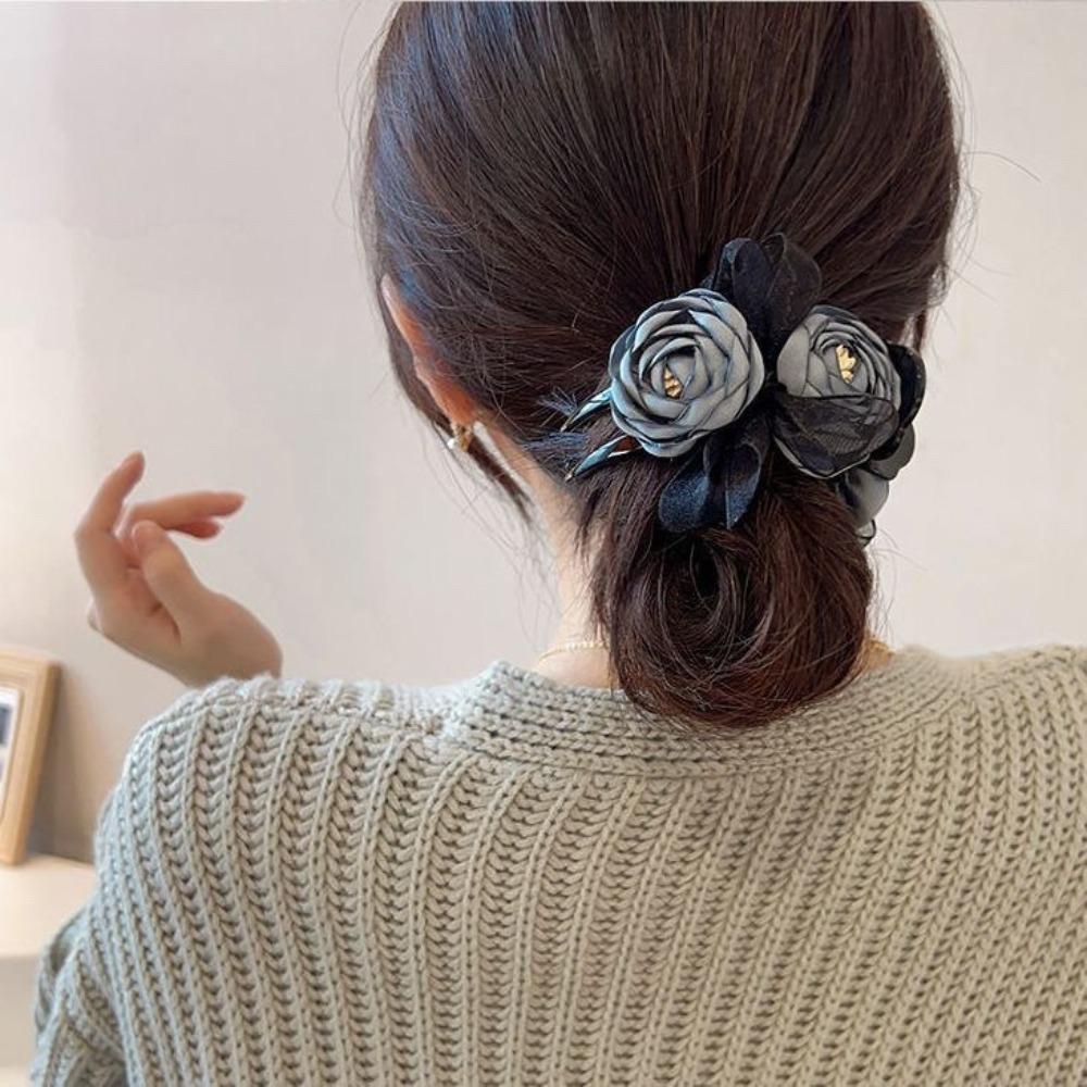 

korean style Flower Hair Claw Mesh Bohemia Hair Crab Clip Sweet Meatball Head Hair Claw Back Head