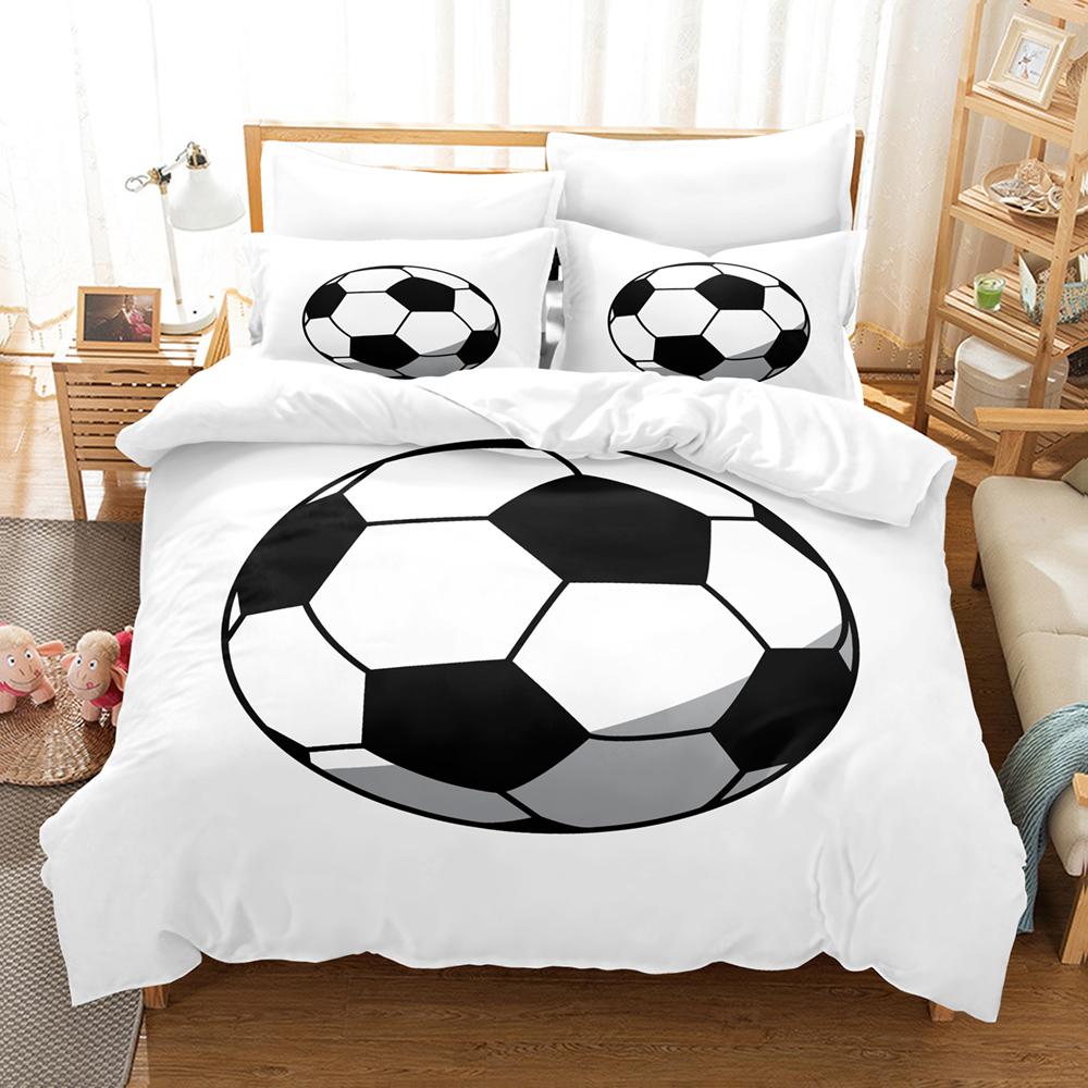 Dekbedovertrek 210x210 Print Football Teenagers Duvetcover&2pcs Pillowcase Single Double Size Super Comfortable Bedding Set