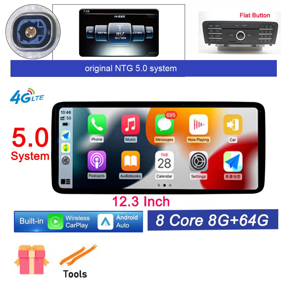 New 12.3" Android 14 For Mercedes Benz A Class W176 X117 X156 W463 2015-2018 Car Radio Stereo GPS Navigation Video 4G Lte