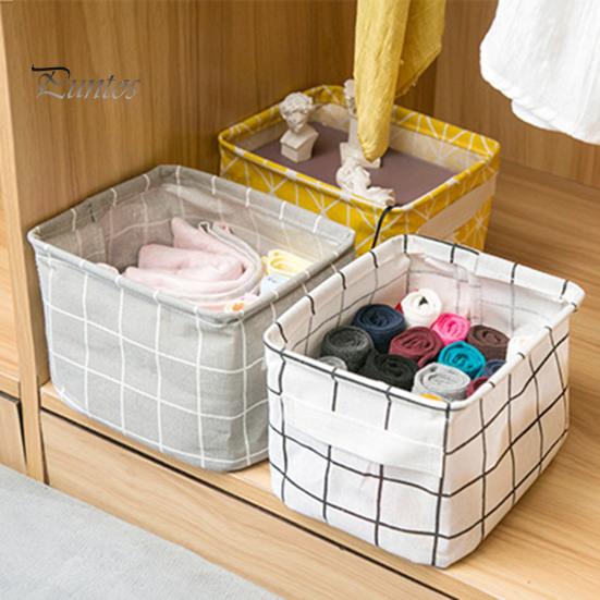 Nursery Toy Bin Cotton And Linen Storage with Handles, Foldable Waterproof Desktop Bins Organizer, Space Saving Basket for Makeup Book Baby