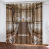 Living Room Curtains 2 Pieces Fashion 3D Golden Corridor Printed Polyester Eye Blackout Curtain Fabric Two Panels