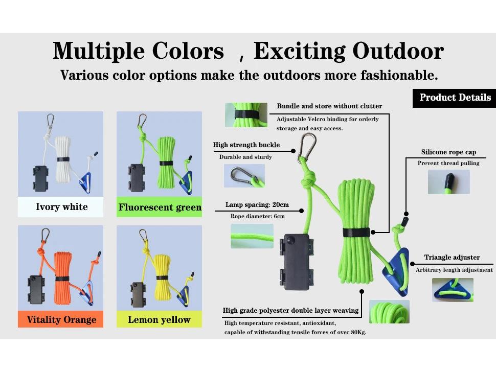 Outdoor Windproof LED Luminous Tent Rope Light – Camping Awning Accessory