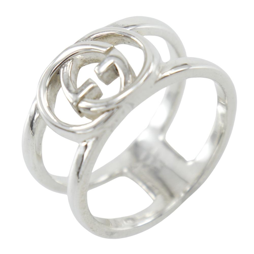 GUCCI Interlocking G Ring wide open Silver925 #6.8(US Size) 4.3g Women Used