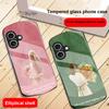 The Girl Holding Flowers For iPhone 17 16 15 14 13 Plus 12 Mini 11 Pro Max XR Xs Max X 7 8 6S 22 20 Elliptical Glass Phone Case