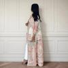 Fold Elegant Vintage Print Open Front  Miyake Abaya, Lightweight Flowy Loose Fit Women's Modest Fashion Long Kimono Cardigan