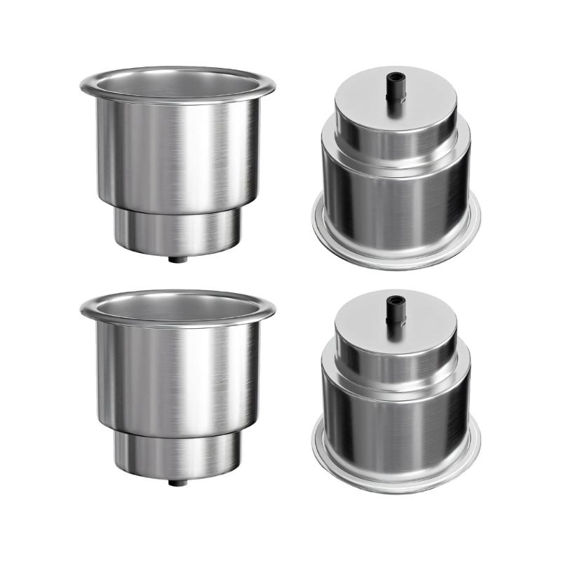 

Pack Of 4 Marine Grade 316 Stainless Steel Cup Holders For vessel Campers Golf Carts Featuring Drainage Design 1