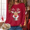 Women's Fashionable Casual Long-Sleeved Loose-Fit Christmas Print Round-Neck Pullover Sweatshirt