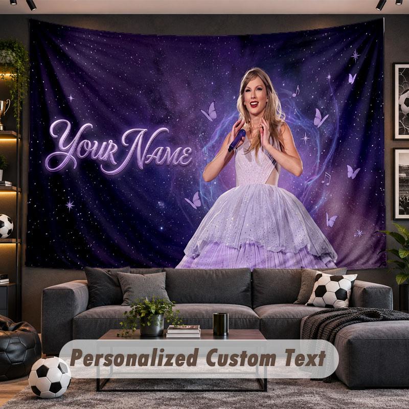 Wall Hanging Tapestry Custom NameTaylor Swift Pattern Personalized Printed Fabric Wall Decor