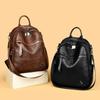 Schoolbag Soft PU Leather Backpack Women's 1011 New Large Capacity Commuter Backpack Multifunctional Shoulder Crossbody Anti-theft Travel Bag