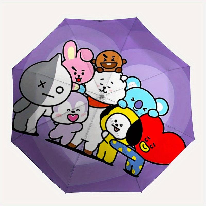 

1pc BT21 Automatic Open/close, Portable Folding Umbrella for Women & Men,Compact Parasol,, Durable Frame yy250809166