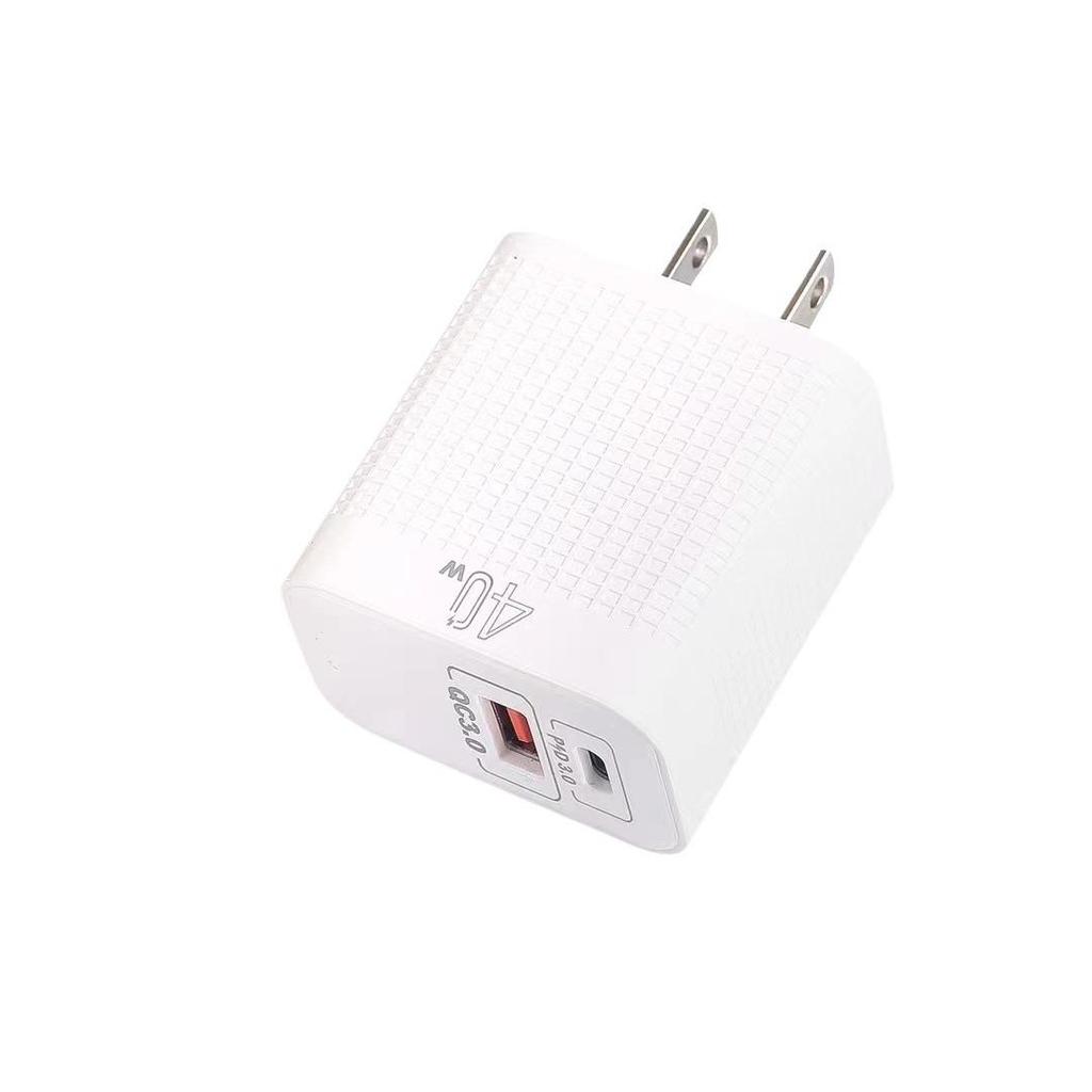 40W Dual-Port Charger (A+C) for Type-C with PPS/VOOC, Supports Super Fast Charging