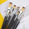 Digital Oil & Watercolor Brush Set: 8-Piece Flat Nylon Bristle Brushes for Painting and Art Supplies