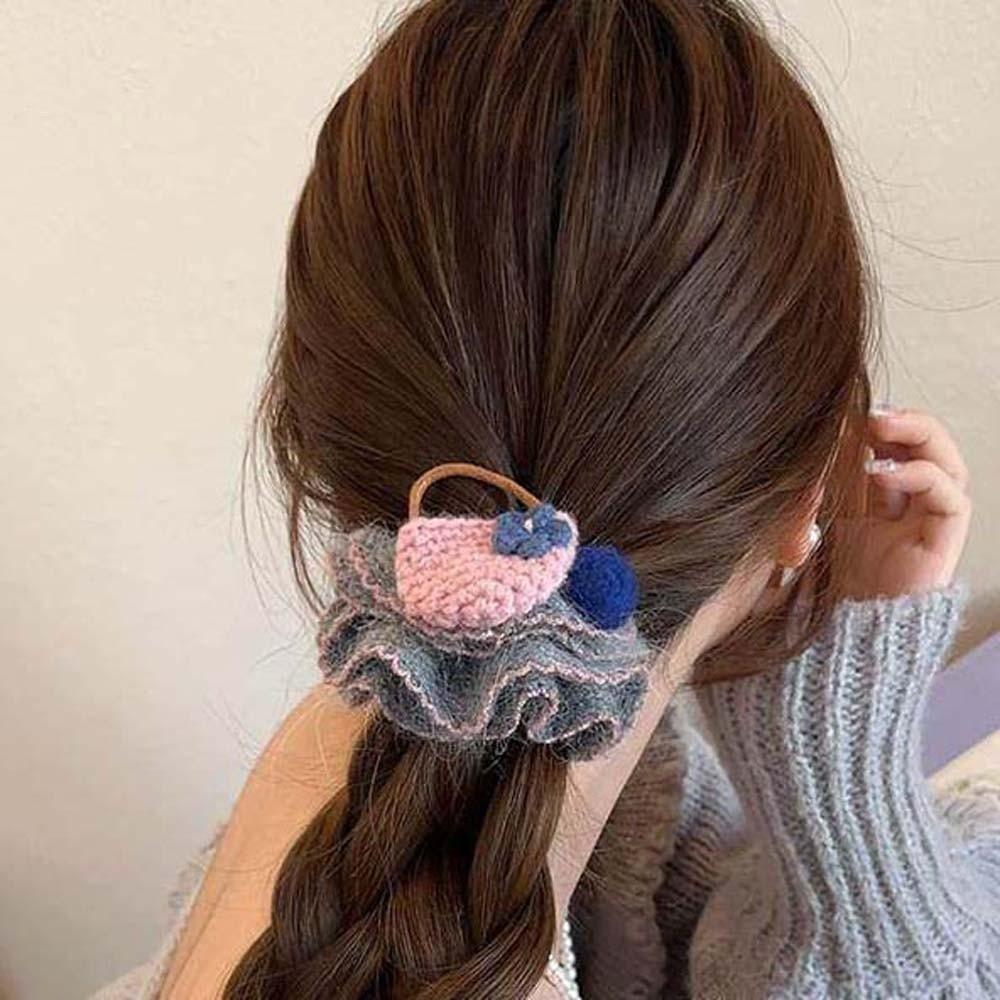 Embroidered Cartoon Animal Hair Rope Large Intestine Circle Bun Rubber Bands Horse Scrunchie  Women